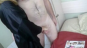 Horny MILF Helps Stepson Masturbate