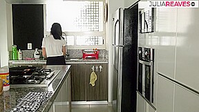 Horny Slut Climbs On The Kitchen Counters, Gets Fucked To A Mouth Cumshot - JuliaReaves