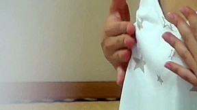 Horny asian babe rubbing