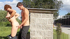 Horny old bitch Amanda stalled car premise fuck on GrandMams