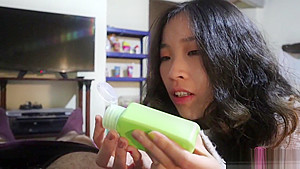Hot Chinese girlfriend gives an oiled handjob POV