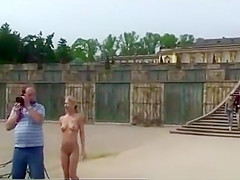 Hot German babe nude in public place
