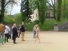 Hot German babe nude in public place