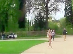 Hot German babe nude in public place