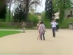 Hot German babe nude in public place