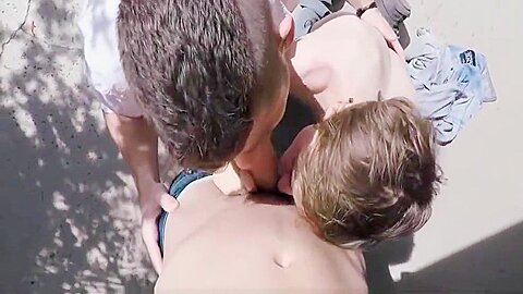 Hot boys POV backyard bareback threesome Step brother-CRUSH COM