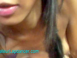 Hot ebony does lapdance with handjob and titsjob
