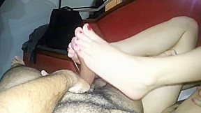 Huge cumshot footjob Mah and Bocage