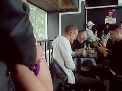 Huge tits blonde anal banged in bar