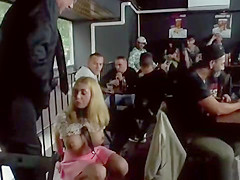 Huge tits blonde anal banged in bar