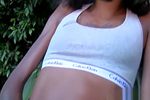Hung black tgirl wanks her cock solo