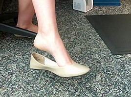 Incredible Barefoot Dangling of cute coworker AWESOME