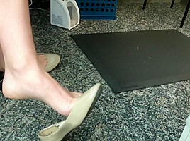 Incredible Barefoot Dangling of cute coworker AWESOME