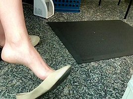 Incredible Barefoot Dangling of cute coworker AWESOME