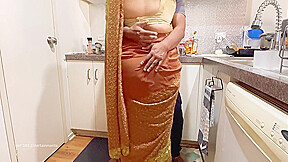 Indian Couple Romance In The Kitchen - Saree Sex - Saree Lifted Up, Ass Spanked Boobs Press