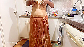 Indian Couple Romance In The Kitchen - Saree Sex - Saree Lifted Up, Ass Spanked Boobs Press