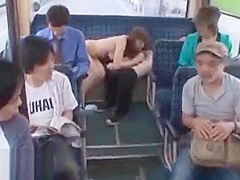 Japanese busty Milf has sex on public bus