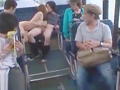 Japanese busty Milf has sex on public bus