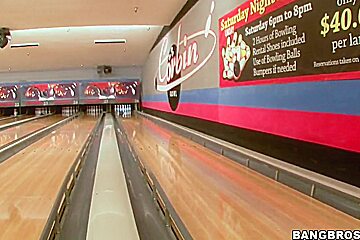 Jessica Moore and her girlfriend playing bowling