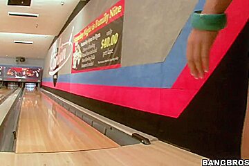 Jessica Moore and her girlfriend playing bowling
