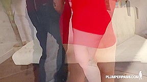 Juicy chubby girl is banged by hunk tanned guy