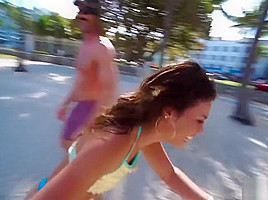 Kelsi Monroe Fun In Public On Beach Side