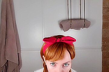 Latex Redhead teen 18+ Mistress Makes You Jerk Off