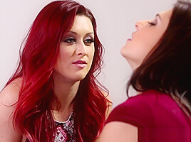 Lesbian Redhead teen 18+ Scissoring Her Stepsis