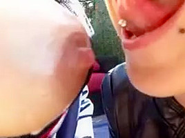 Lesbians from London have fun in the yard