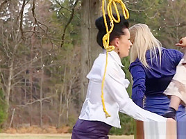 Lesbians pee on whore