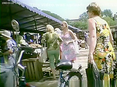 Long dress upskirt in street market
