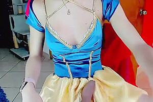 Lucia Garcia Wearing Sexy Satin Costume