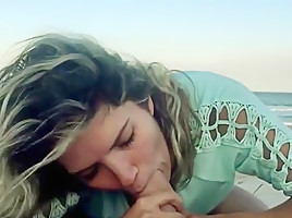 Lucky man having sex one the beach