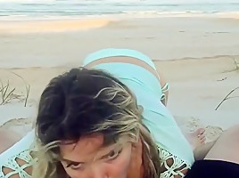Lucky man having sex one the beach