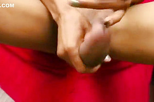 Luscious shemale Chyna jerks off her hard cock on a chair