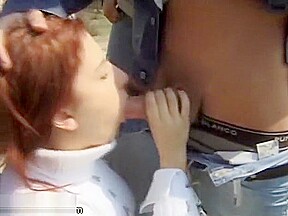 Marci sucks 6 dicks wearing a sweater anal gangbang jack off on her asshole