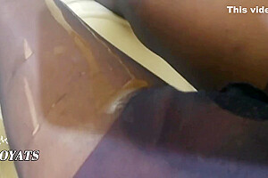Multiple Hands Free Cum And Piss In Purple Pantyhose