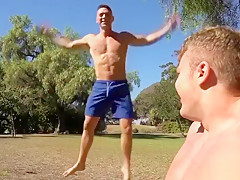 Muscle gay anal sex and creampie