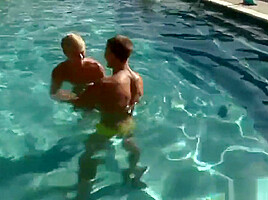 Muscular hunk rimming and tugging cock