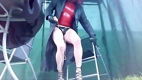 My Kinks outdoor latex leather estim