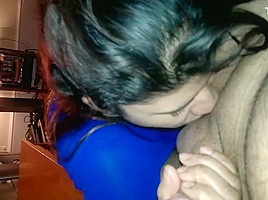 NRI girl with red lipstick giving Blowjob