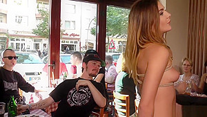 Naked petite babe disgraced in public