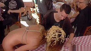 Naked petite babe disgraced in public