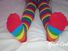 Naughty Latina Doing Oiled Footjob In Stockings