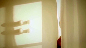 Naughty blonde masturbates as she walks around her apartment