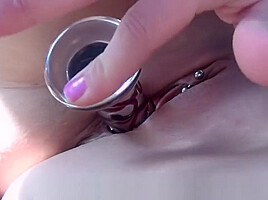 Nebraska co-ed bitch, with glass dildo Close up