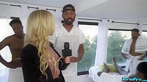 News Reporter Kali Roses Sucks Big Black Athlete Cocks