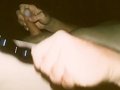 Outdoor masturbation with vibrator at night