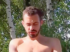 Outdoor skinhead threesome