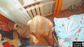 POV fucked amateur tugging cock on her knees